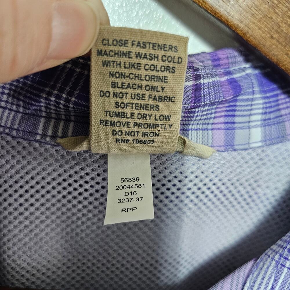 Duluth Trading Sidewinder Button-Up Shirt Purple Plaid Women's Size L Outdoor - Picture 5 of 5